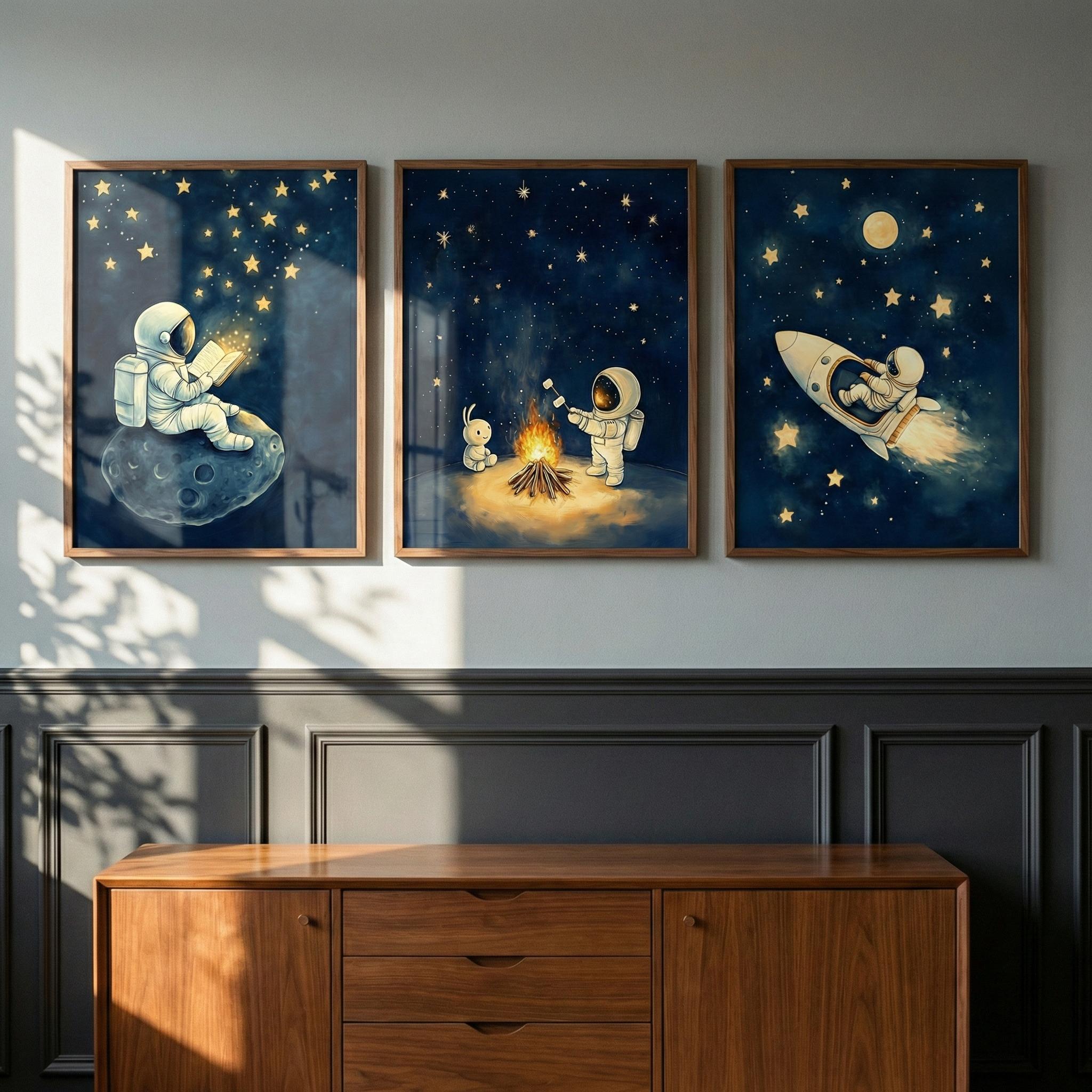 Baby Nursery Frames - Conjunto de Arte de Parede Espacial