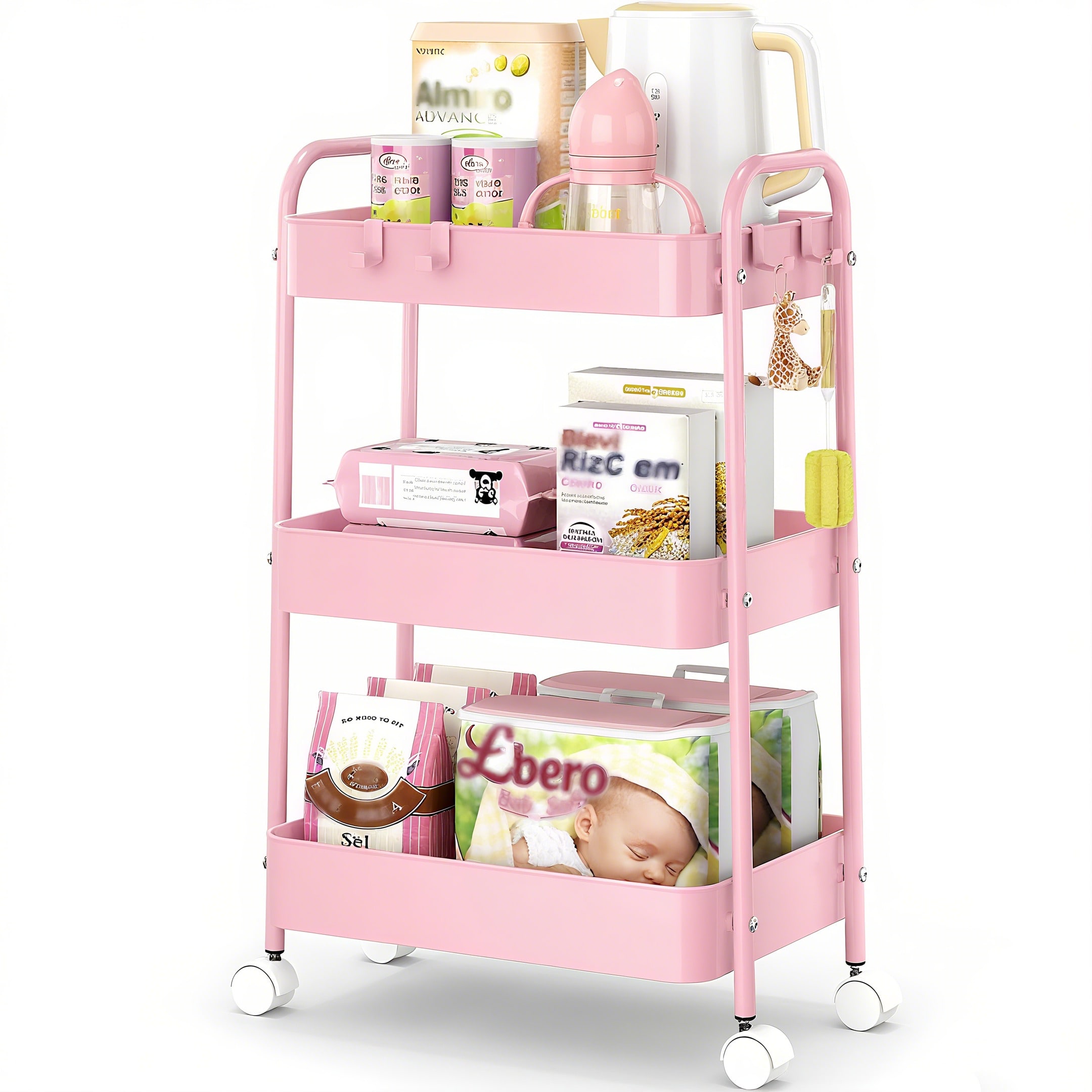 Carrinho de Metal de 3 Níveis  - Baby Nursery Trolley avaliação e preço
