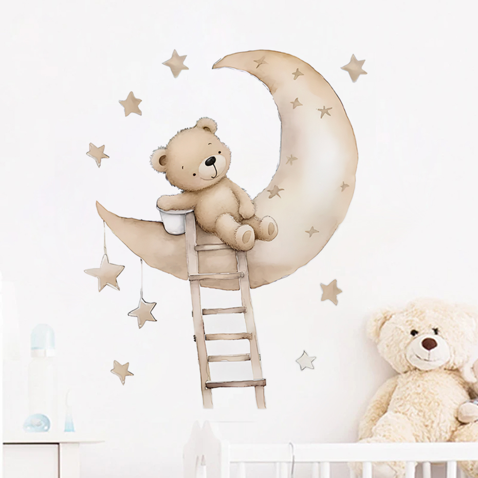 Urso bonito estrela nuvem ades - Baby Girl Nursery Quotes avaliação e preço
